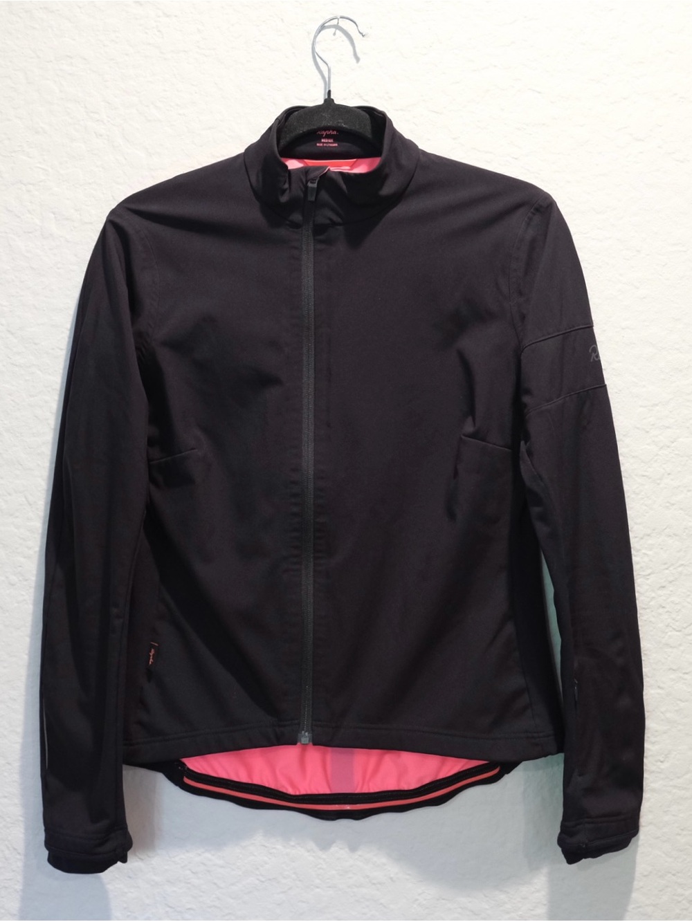 Rapha Souplesse Cycling Jacket Women’s Size M Black Hot Pink Pockets Reflective